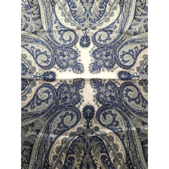 Luxury Paisley Blue/White Square Scarf 27 inch Western Wild Rag New With Tags - Picture 7 of 11